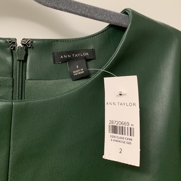 NEW!! Ann Taylor • Green Faux Leather Shift Dress • 2 - Picture 5 of 7